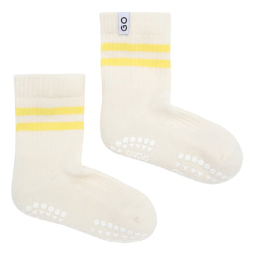 Rutschfeste Sportsocken Bio-Baumwolle weiß/gelb - GoBabyGo